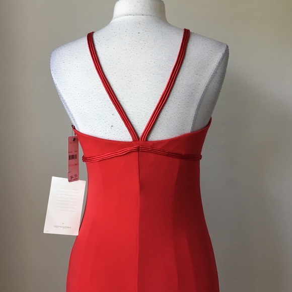 Matte jersey red maxi halter cord detail dress - Picture 6 of 8